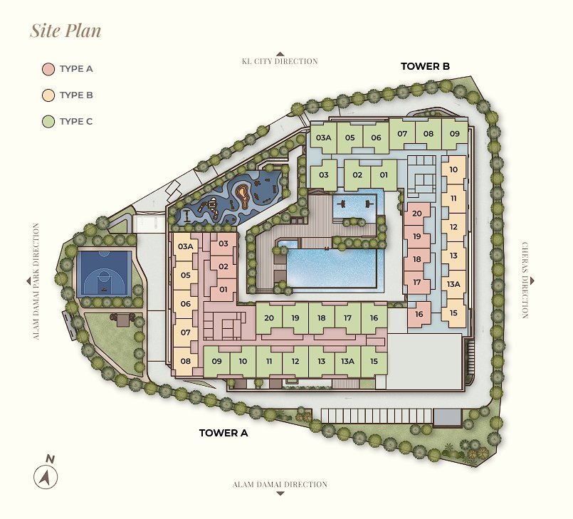 D'Parc site plan Tower A Tower B