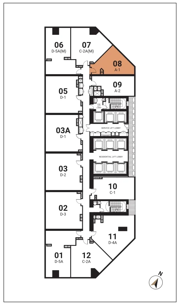 Position on the typical floor