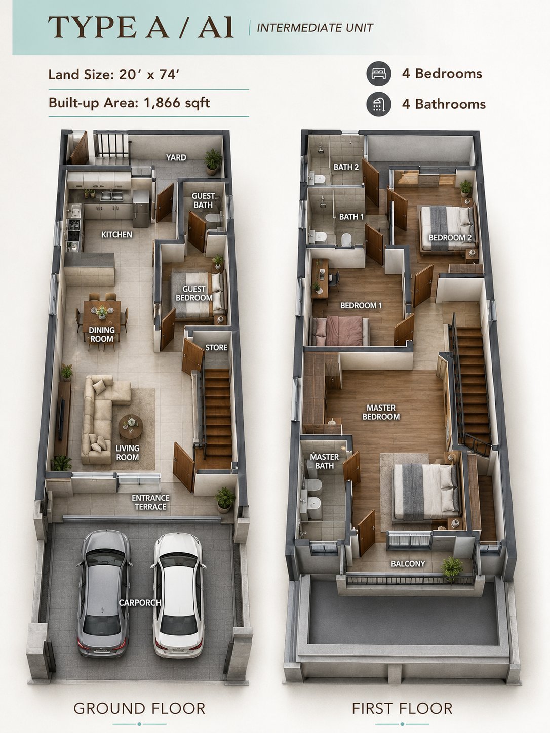 Pavonia Type A 3D floor plan